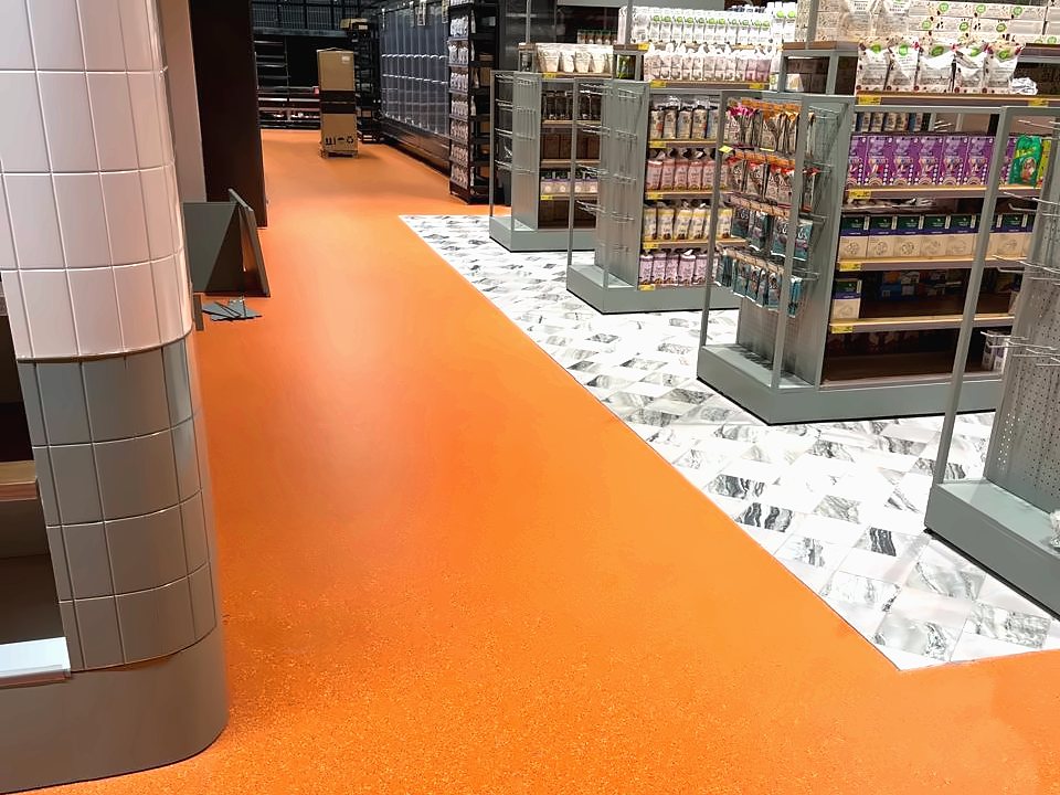 Orange GTI Max vinyl tiles in a Checkers store